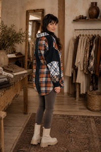 CJ Rust Shirt Plaid Patchwork | Side view