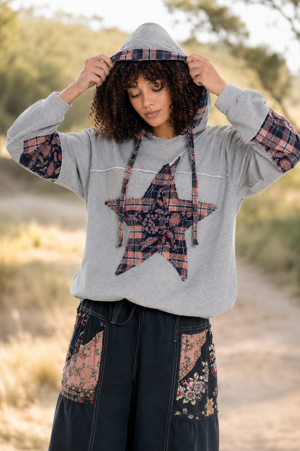CJ Star Hoodie Grey | Front view