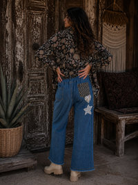 CJ Star Patchwork Jeans Blue | Back view