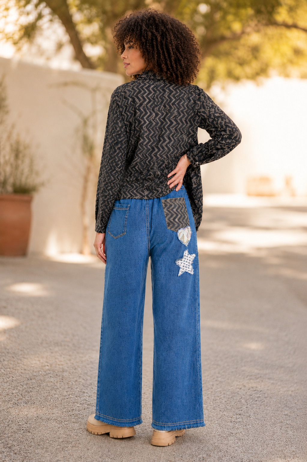 CJ Star Patchwork Jeans Blue | Side view