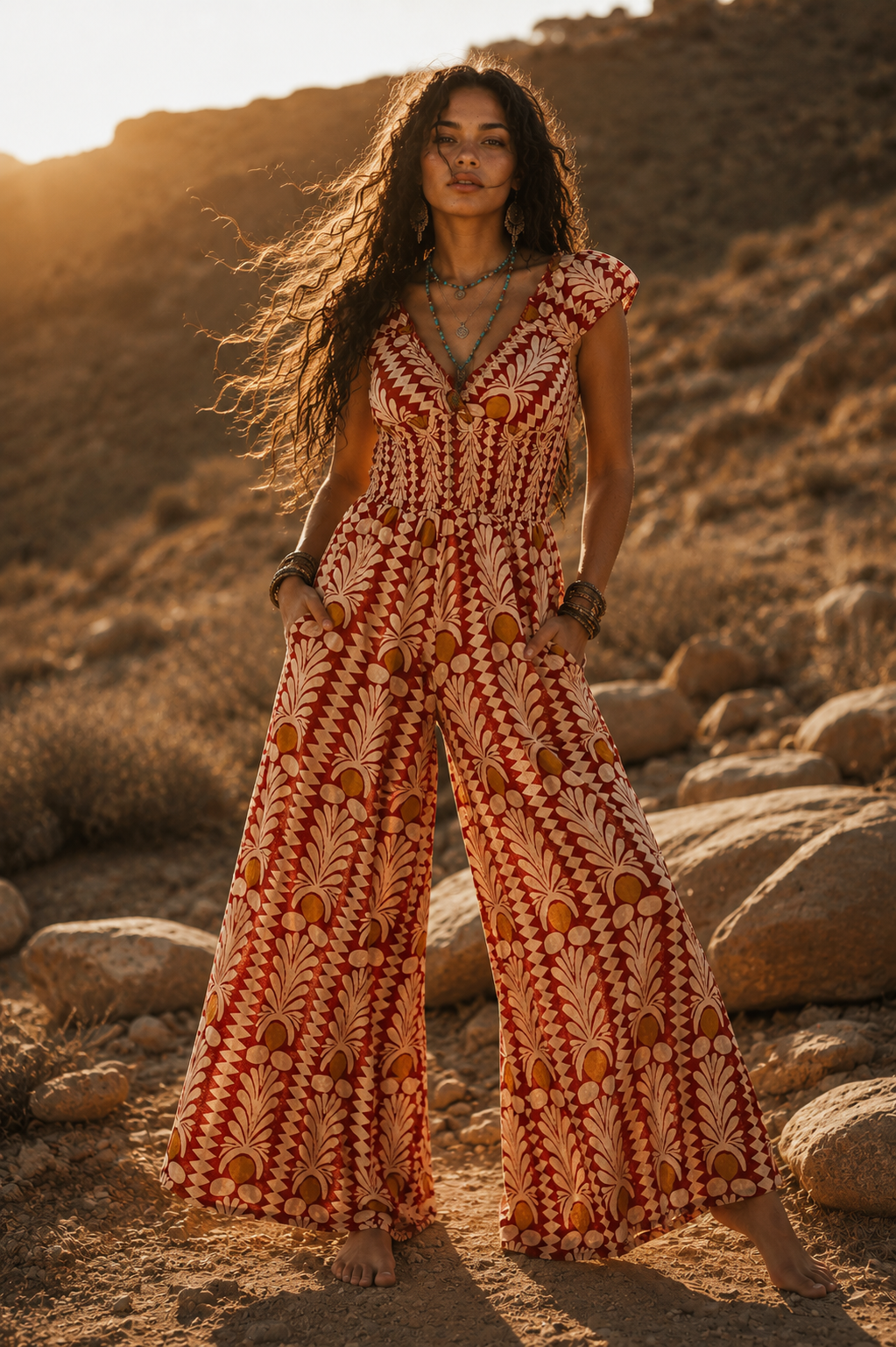 Coral Cotton Rosa Jumpsuit
