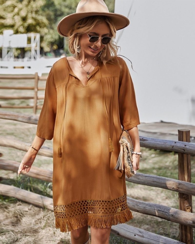 Crochet Hem Dress - Assorted Cienna Designs Crochet Hem Dress - Assorted Cienna Designs