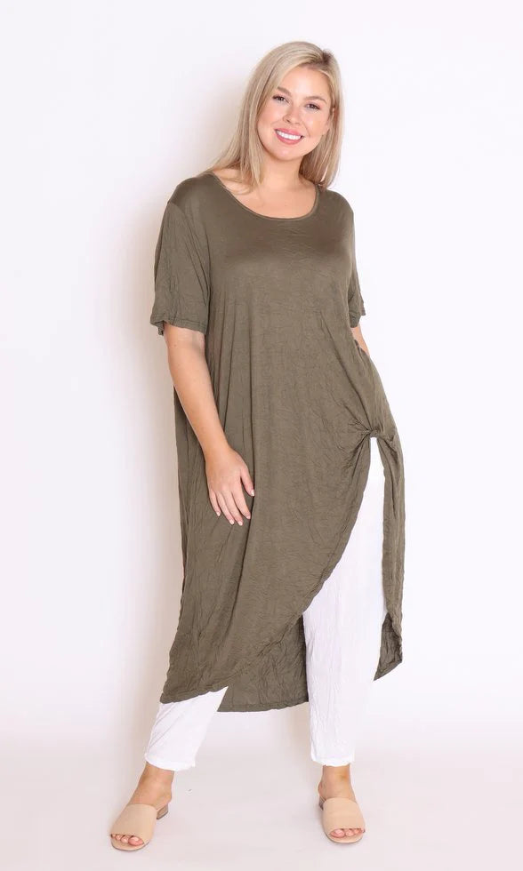 split top khaki