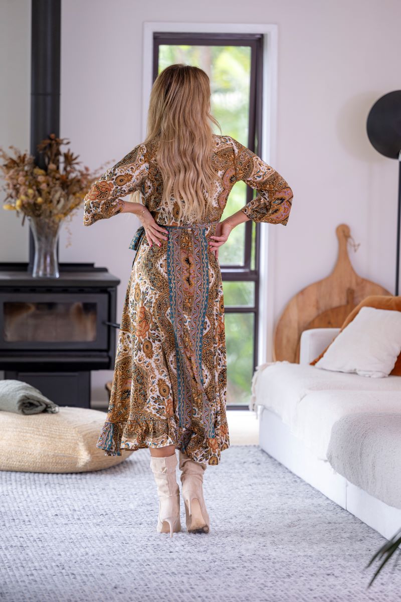Donella Long Sleeve Wrap Dress
