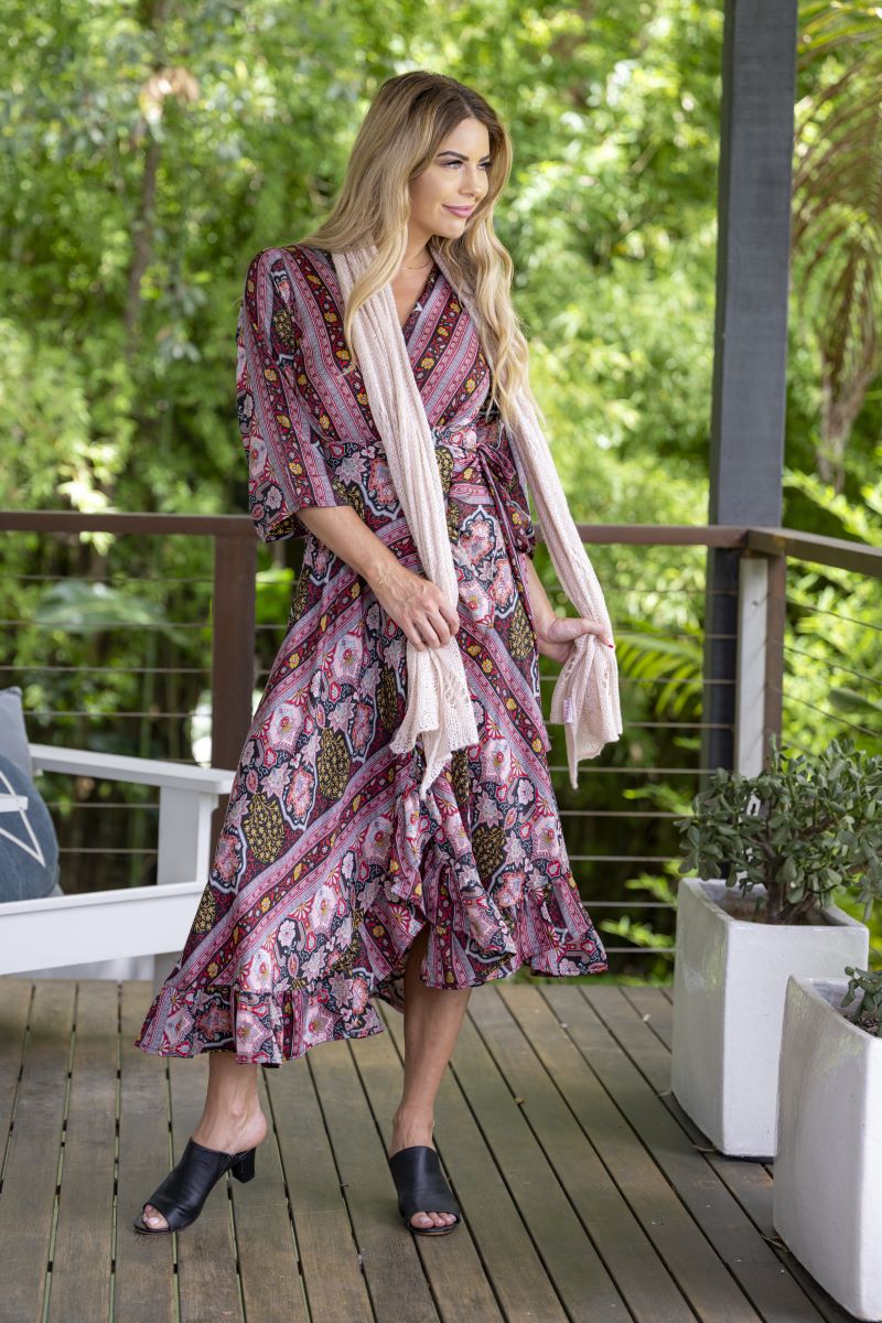 Evi Long Sleeve Wrap Dress