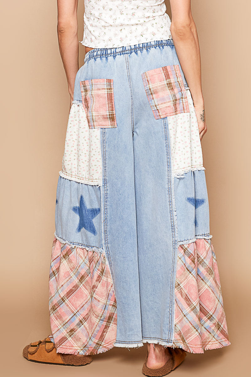 Star Wide Leg Denim Pants - FWP170