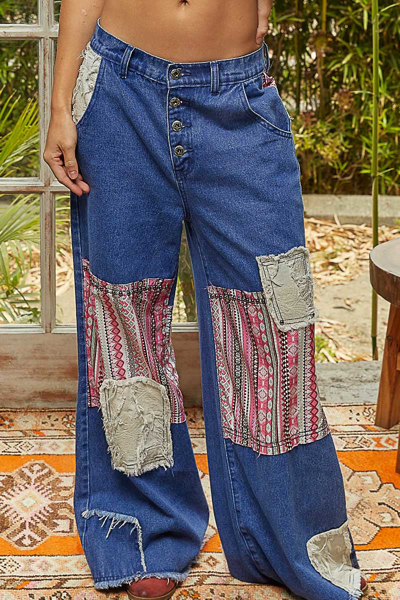 Patchwork Jeans Australia | Wide-Leg Contrast Denim – Cienna Designs