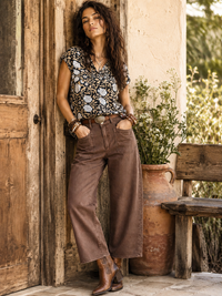 Elastic Barrel Jeans - Choc