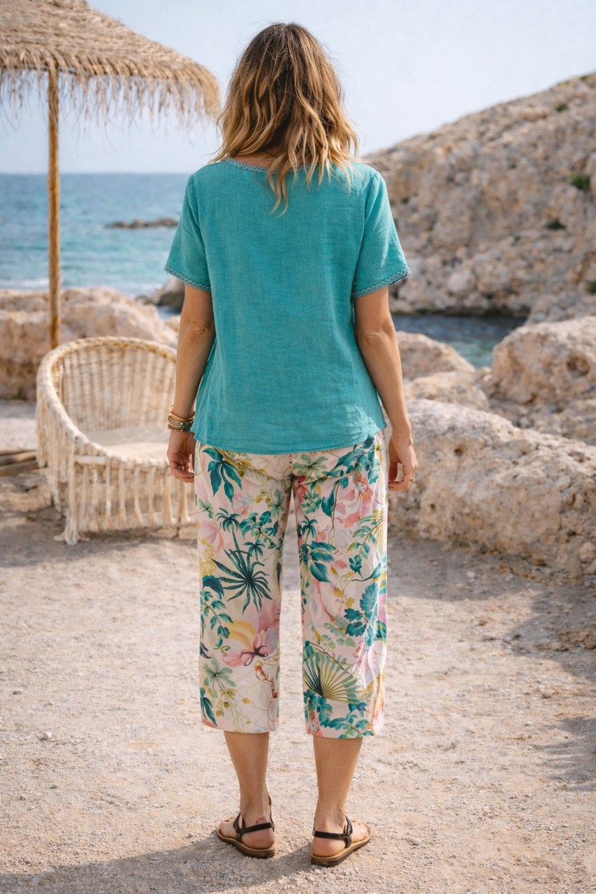 Impression Pant - Atrium - Foil in floral print cotton, back view
