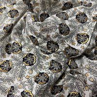 Izzy Elle Pants floral block print silk-polyester, available in charcoal gold and off-white blue colorways — Cienna Designs