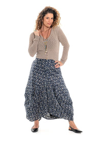 Katie geometric print Eshe skirt in tonal grey and charcoal cotton - Cienna Designs