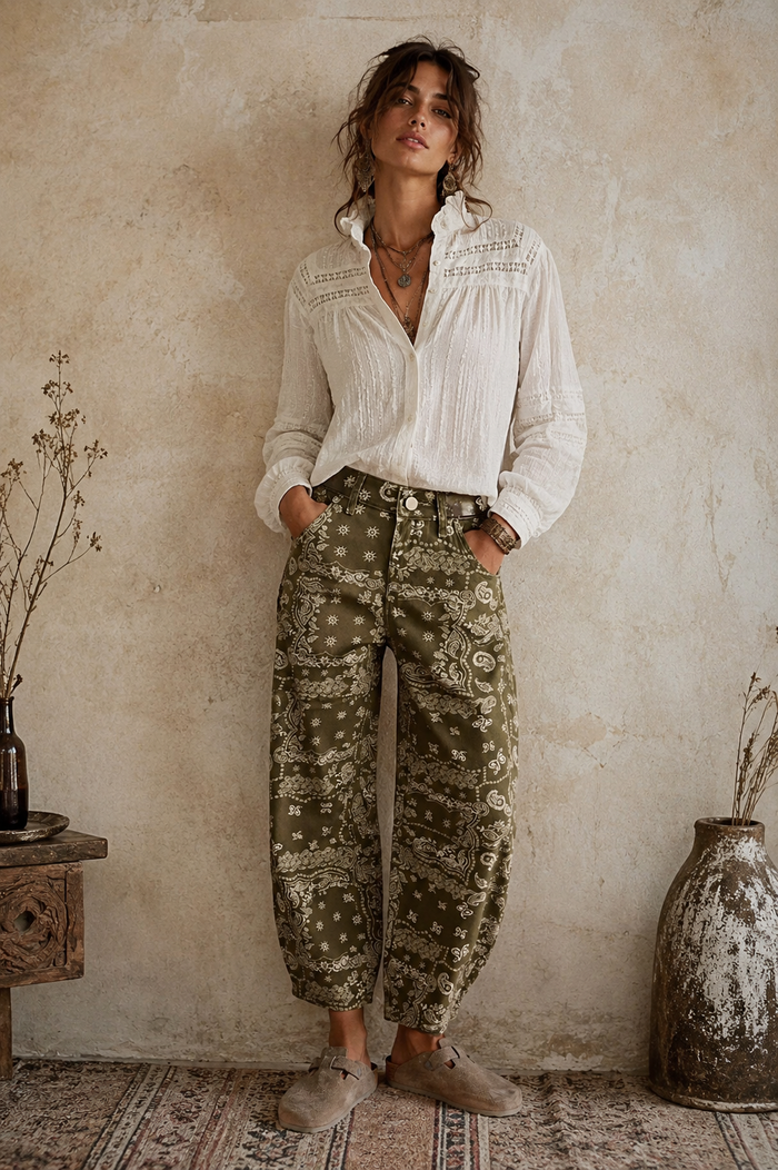 Bandana Barrel Jeans - Khaki