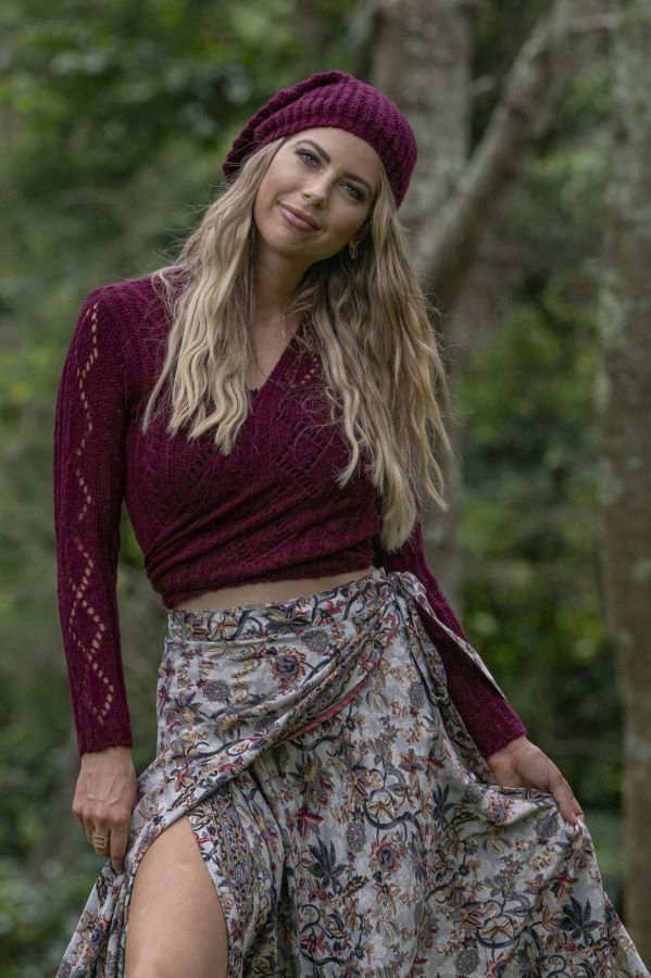 Knit Tie Top in mohair blend, front view