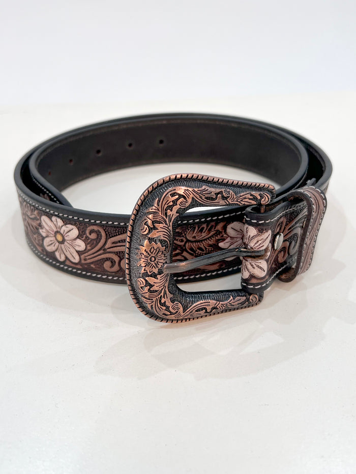 Ivory leather tool belt with decorative detailing for boho and western styling - Cienna Designs