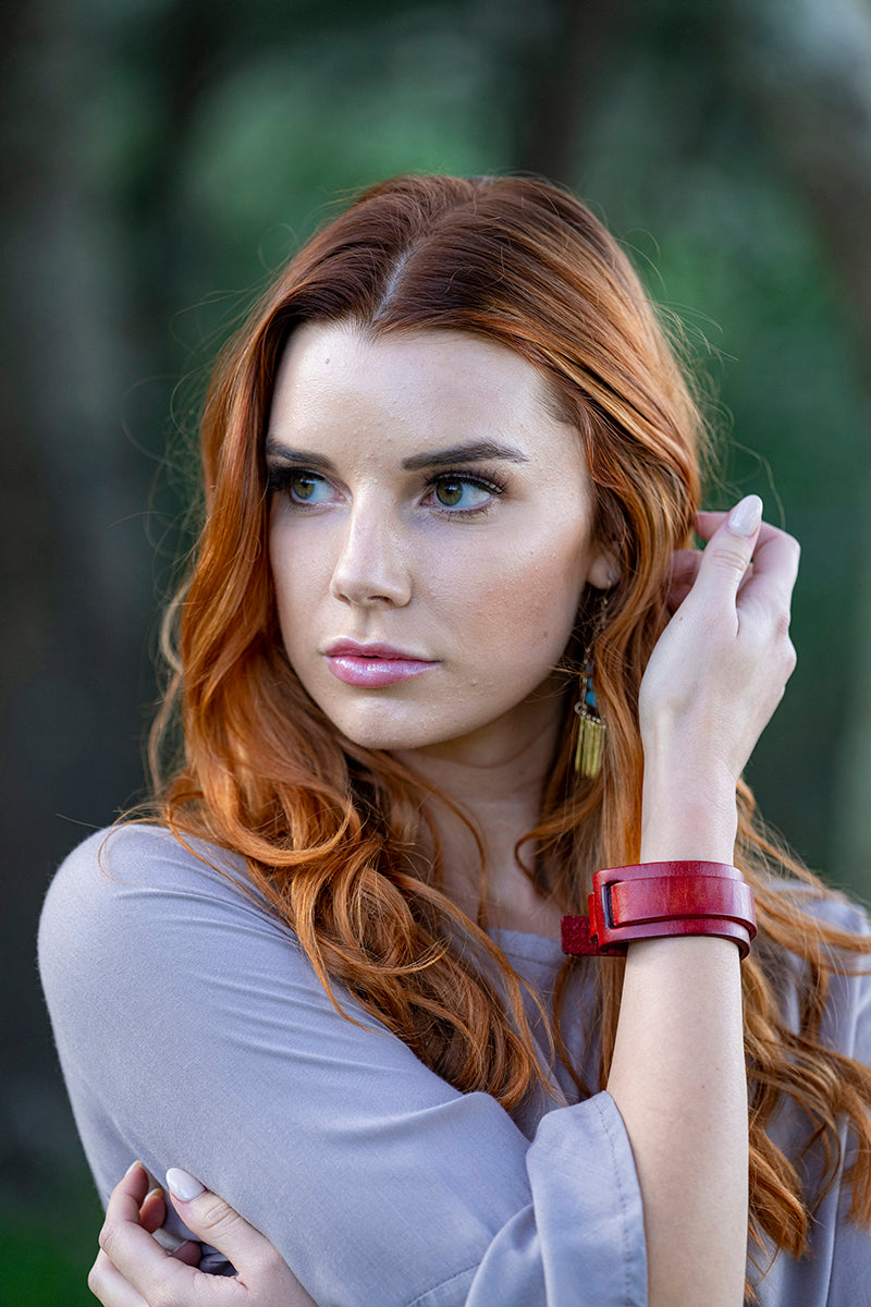 Leather Strap Bracelet Red