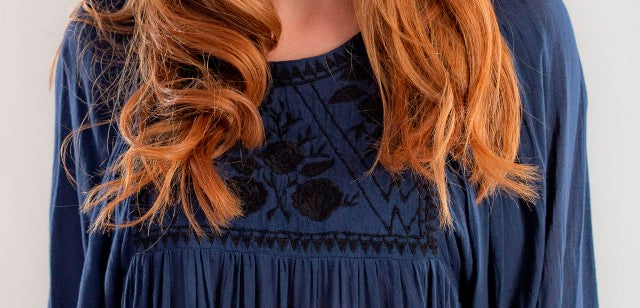 Blue Embroidered Top