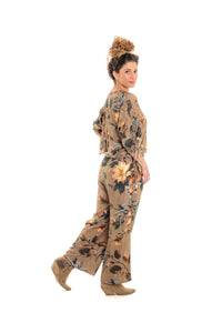 Magnolia Annissa Pants – side pocket detail, botanical floral print viscose twill