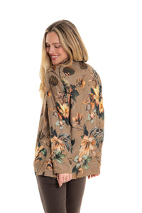 Magnolia Jacket – relaxed lapel collar, botanical floral print in viscose twill