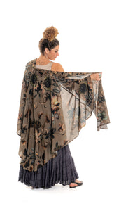 Magnolia Wrap – tied at the waist for a defined silhouette, botanical floral kimono