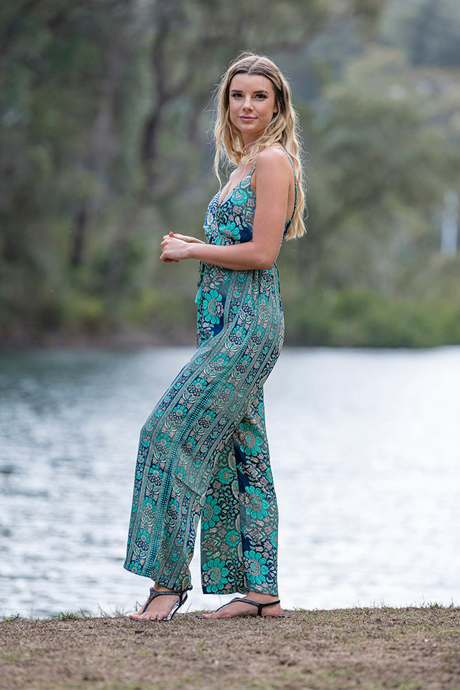 Maya Jumpsuit - Aqua Bloom