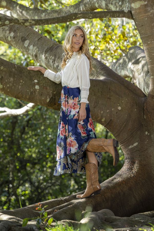 Navy Wrap Skirt