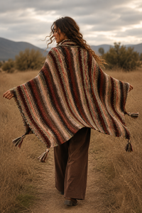 Nia Cream Turtleneck Poncho additional styled view in soft taupe cream knit - Cienna Designs