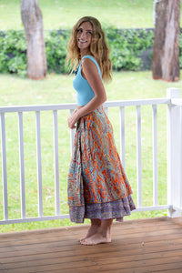 Gold Orange Wrap Skirt