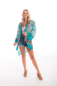 Silk beaded kimono jacket