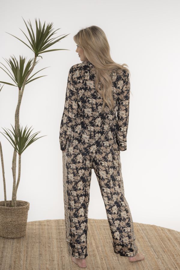 Pyjama Silk Set - Black Floral