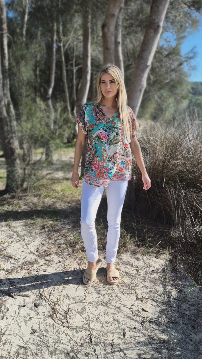 Mayura Cuff Sleeve V Neck Top