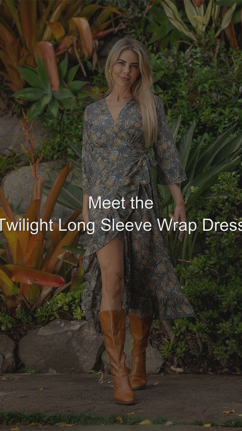 Twilight Long Sleeve Wrap Dress — styled reel