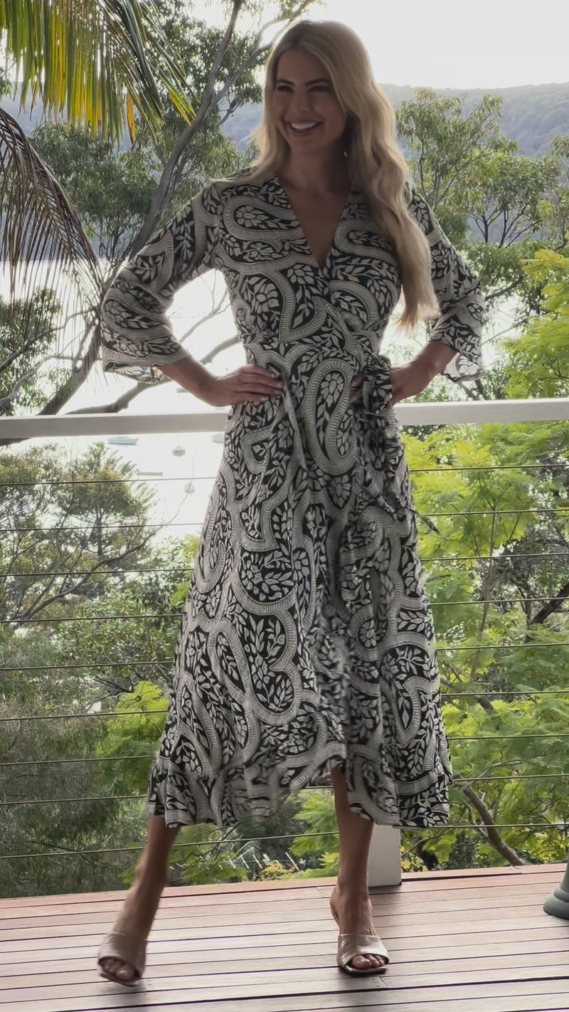 Leura L/Sleeve Wrap Dress