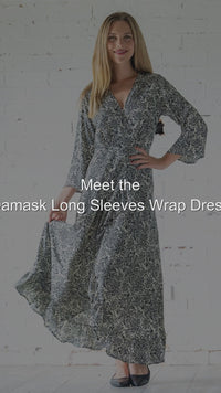 Damask Long Sleeves Wrap Dress — styled reel