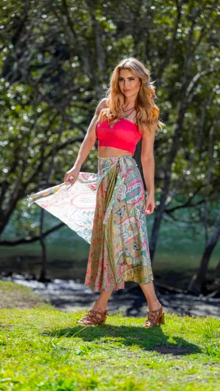 Pria wrap patterned maxi skirt