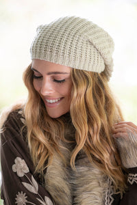 Boho winter style rib beanie