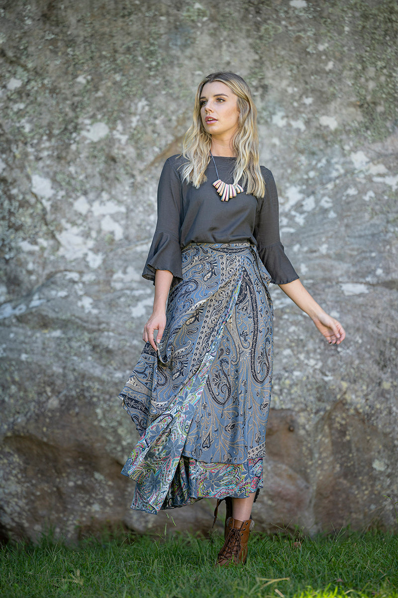 Double layer wrap skirt