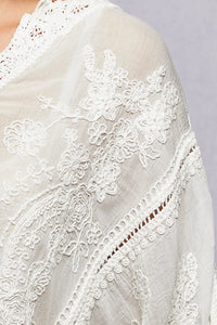 Cotton Embroidered Lace Top - White - SMC294