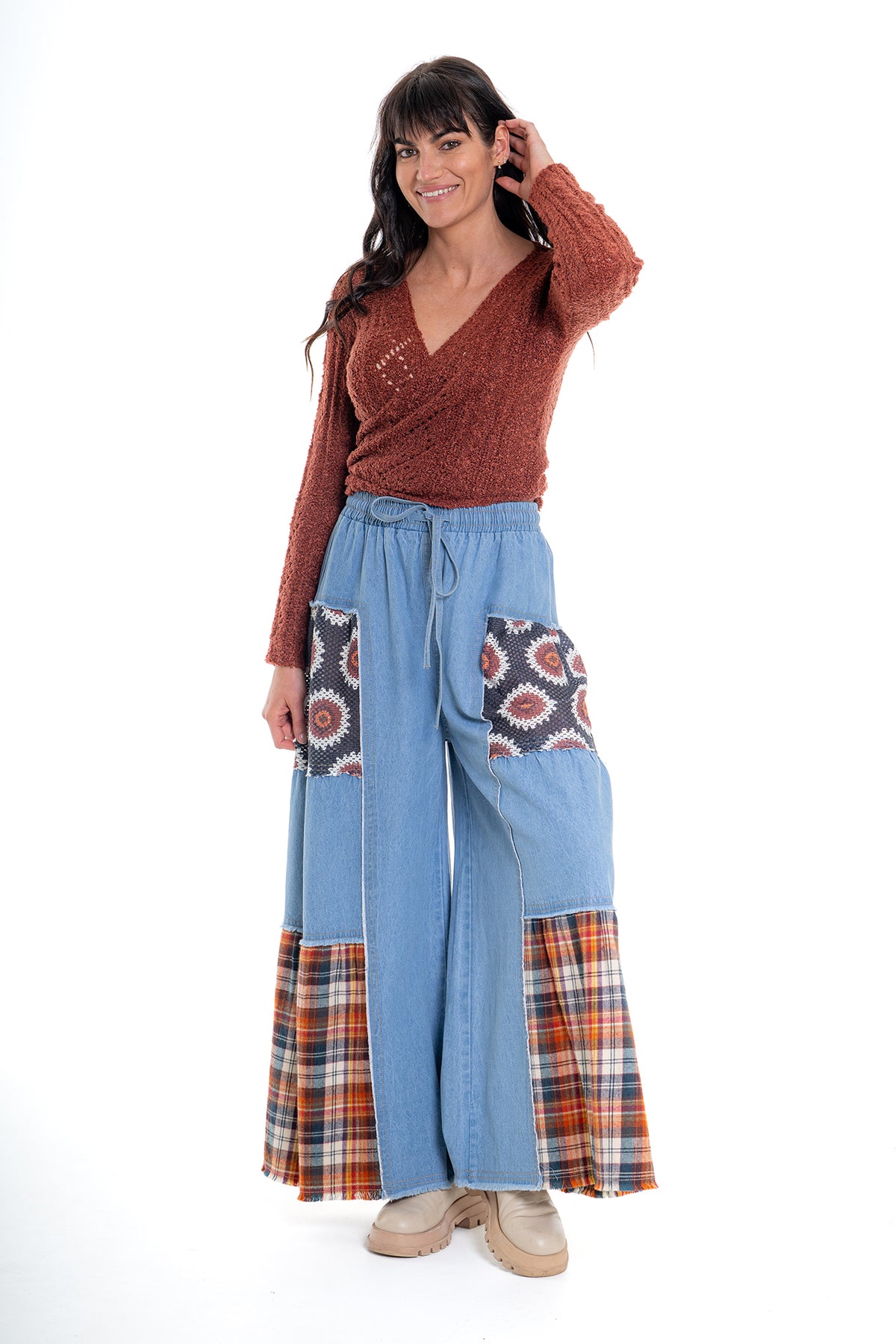 Maxi Flare Patchwork Jeans | Blue CD-137 (agent samples - Small size)