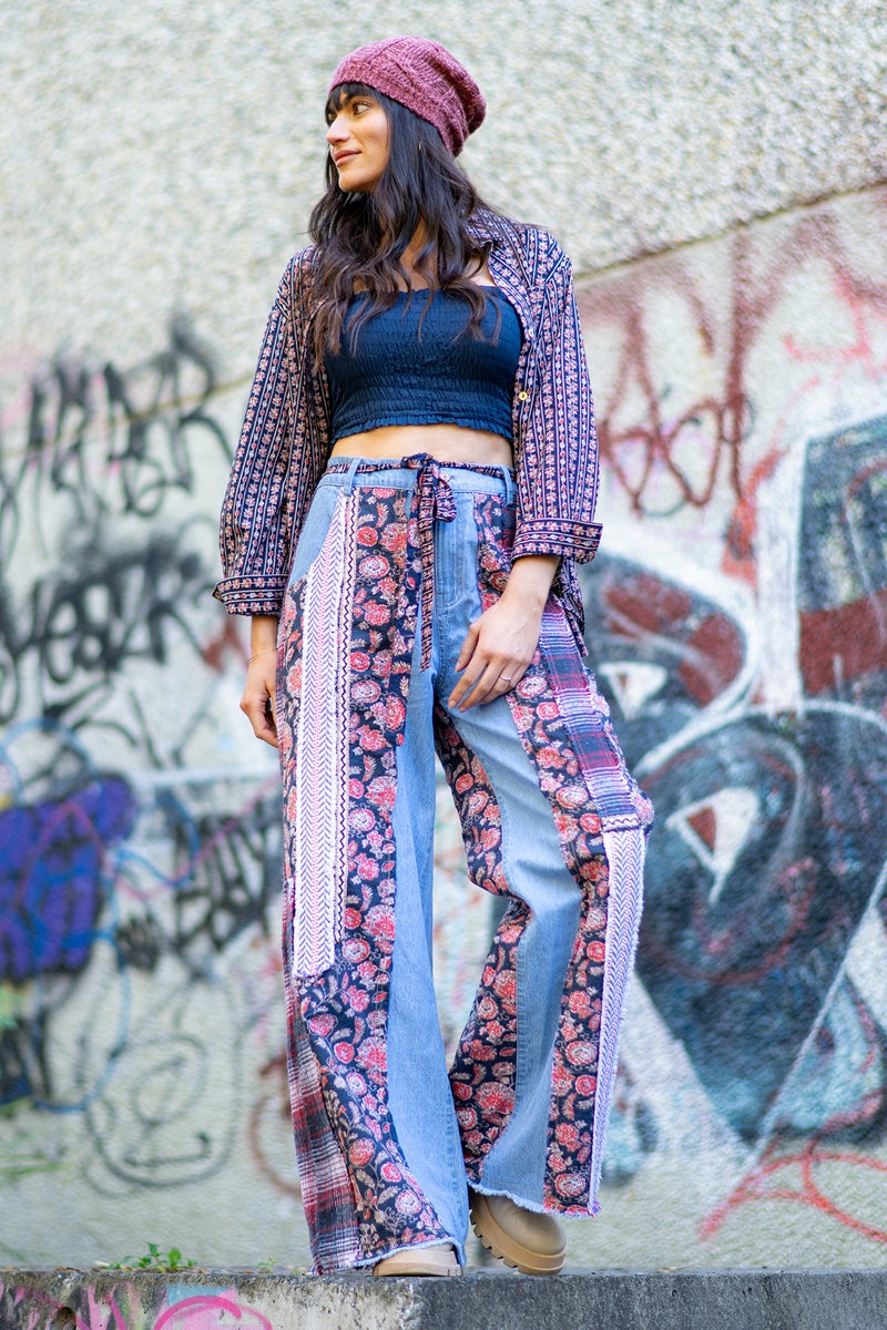 Artisanal Patchwork Jeans - Blue | CD136 (agent samples / Small size)