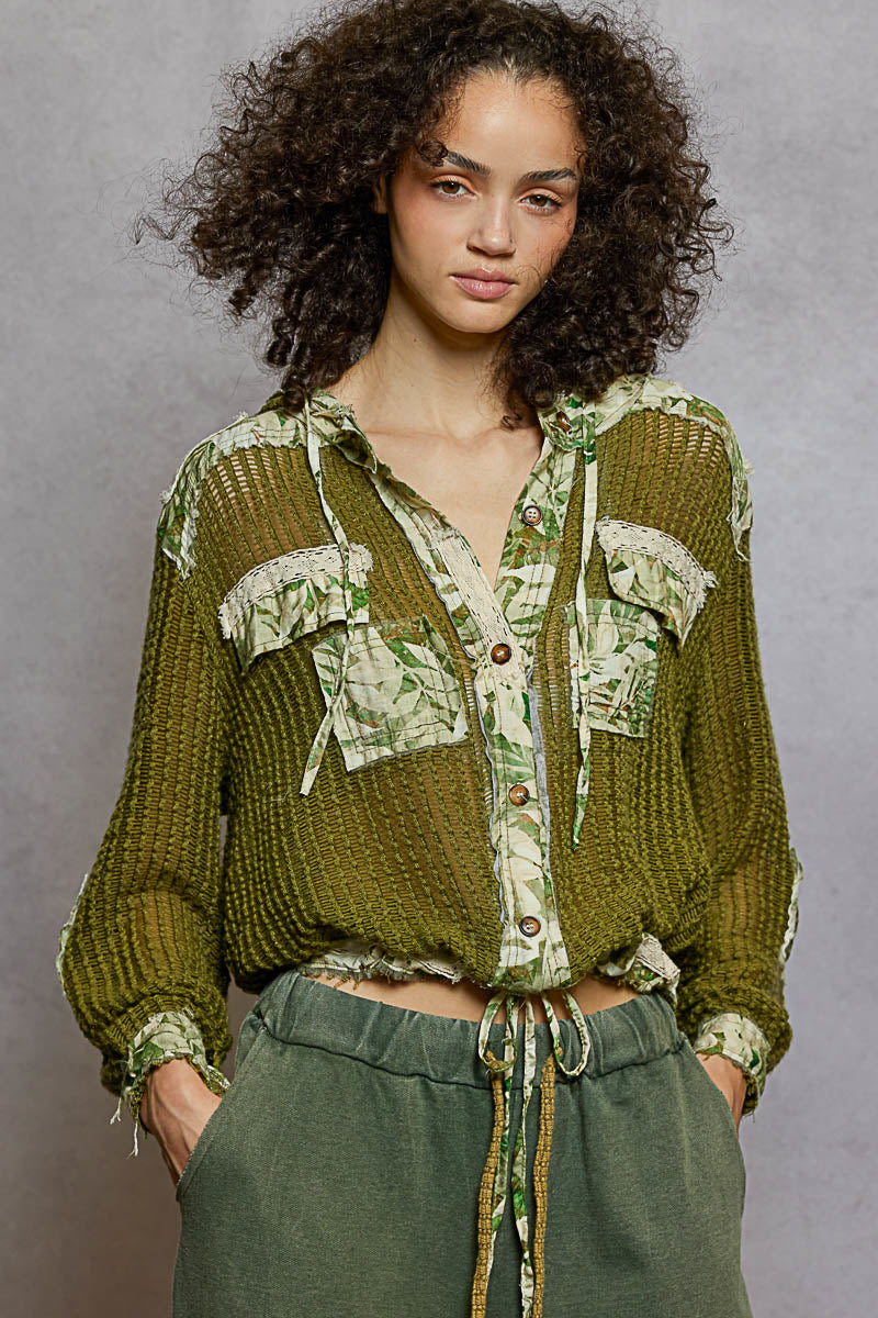 Olive Crochet Hoodie - UWT395