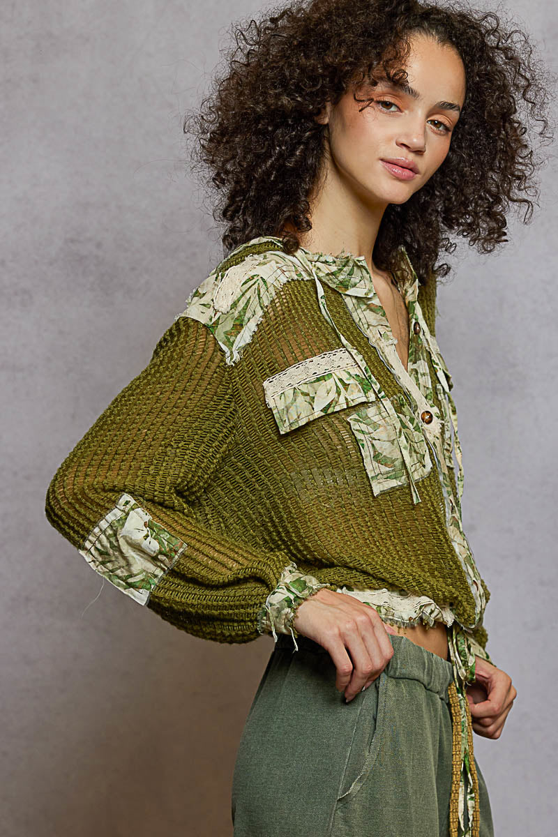 Olive Crochet Hoodie - UWT395