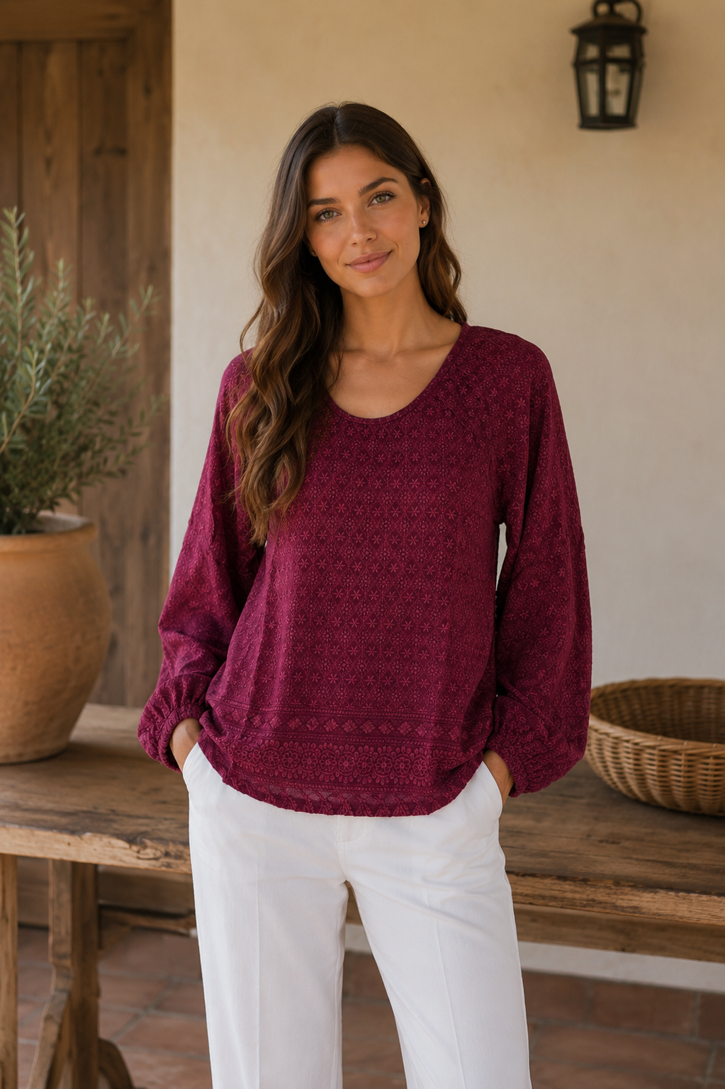 Folklore Top | Burgundy