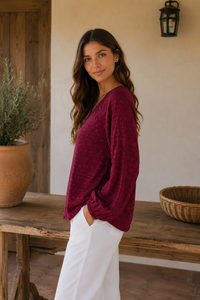 Folklore Top | Burgundy