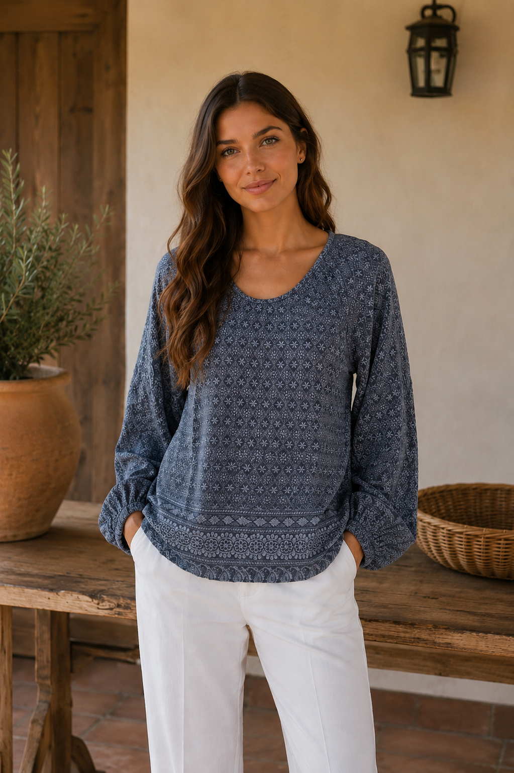 Folklore Top | Dusty Blue