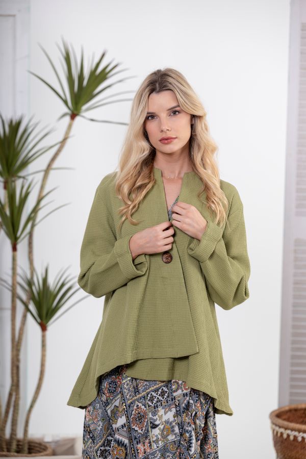 waffle jacket olive