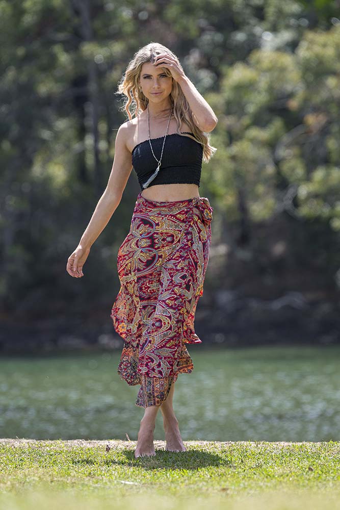 Burgundy Wrap Skirt