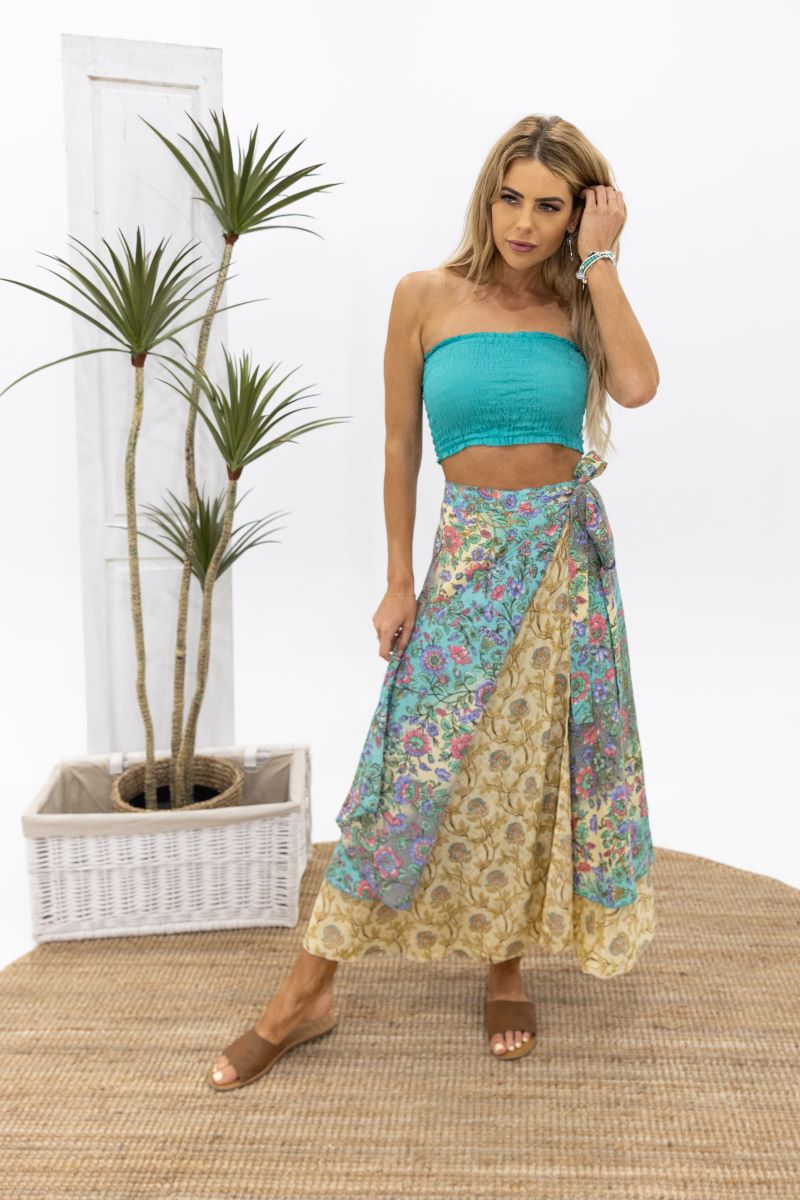 Wrap Skirt - Silk Blend - Blue (limited Edition)