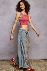 Stripe Loose Jeans - Blue - WP22