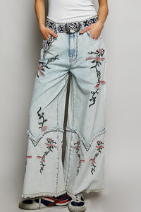 Embroidered wide leg Jeans - WYP4