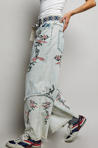 Embroidered wide leg Jeans - WYP4